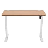 Marca Amazon - Movian - Escritorio eléctrico de altura regulable para trabajar sentado o de pie, 120 x 60 cm, tablero de haya y estructura blanca