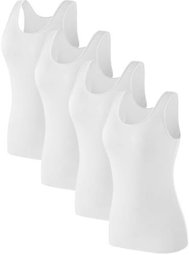 Komfokore 4pcs Tank Tops für Damen ärmelloses Unterhemd Schichtung Tanks