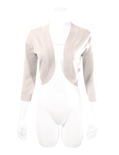 Image of Allsense Women's 3 /4 Sleeve Bolero Shrug for Dresses | Open Front Cropped Cardigan, Lightweight Knit Dress Cover Up