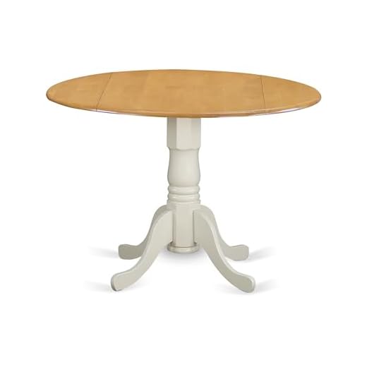 East West Furniture Dinning DLT-OLW-TP Modern Kitchen Table with Oak Round Tabletop and 42 x 29.5-Linen White Finish