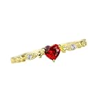 KOICCVQQ Cute Dainty Women's 14K Gold PlatedHeart-Shaped Ruby Drill Rings Delicate Rings Gemstone Rings Wedding Jewelry Heart Gemstone Promise Engagement Love Ring Size 6-10 (US 8)