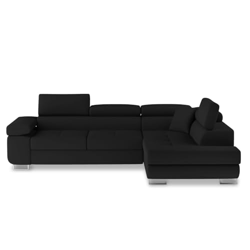 INTENSE DECO Canapé d'angle Droit Convertible Marius Noir
