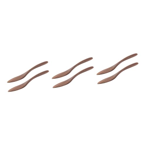 Cabilock 3 Juegos Cuchillo De Mantequilla De Nogal Cuchara De Café Mermelada Queso Conveniente Raspador De Mantequilla Espátula Ergonómica Para Mantequilla Esparcidor De 2 piezas * 3