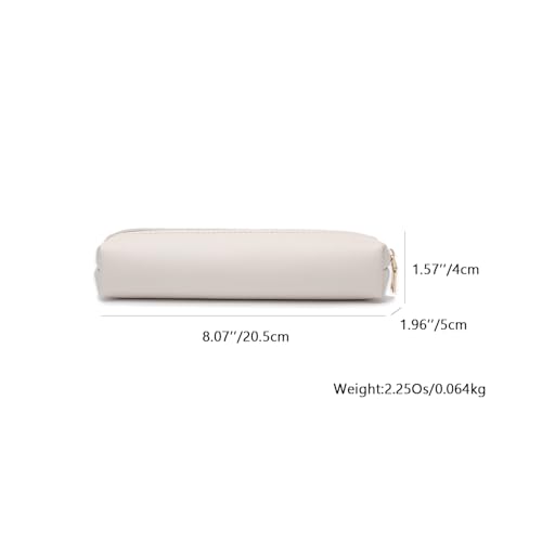 Image of Faux Leather Color Pencil Case Multifuncional and Simple with Zipper for School (Beige,Faux Leather)
