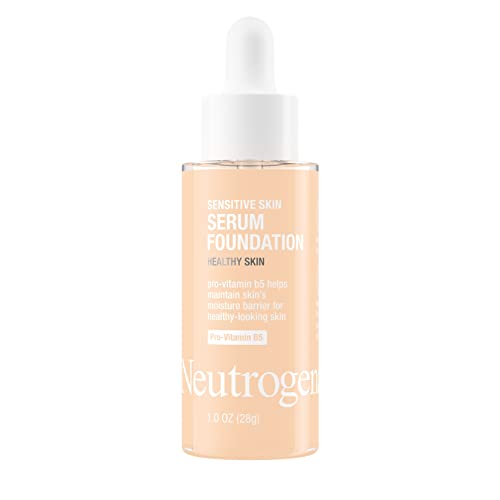 Neutrogena Healthy Skin Sensitive Skin Serum Foundation with Pro-Vitamin B5, Color Correcting & Pore Minimizing Liquid Foundation & Face Serum, Buildable Coverage, Light 01, 1 oz