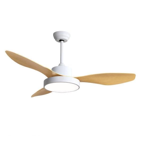 Ventilador DC 24W 2650lm 3 aspas 97° 3000-4000-6000K con control remoto, memoria y temporizador para climatización eficiente.