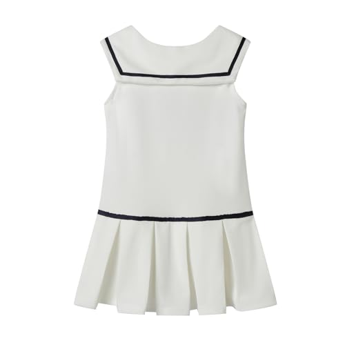 Mud Kingdom Little Girls Nautical Sailor Dress Summer Sleeveless Pleated School Uniform2