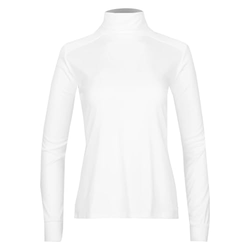 Hot Chillys Women's Peach Skins Solid T-Neck Lightweight Relaxed Fit Base Layer | Moisture-Wicking Long Sleeve Thermal Top