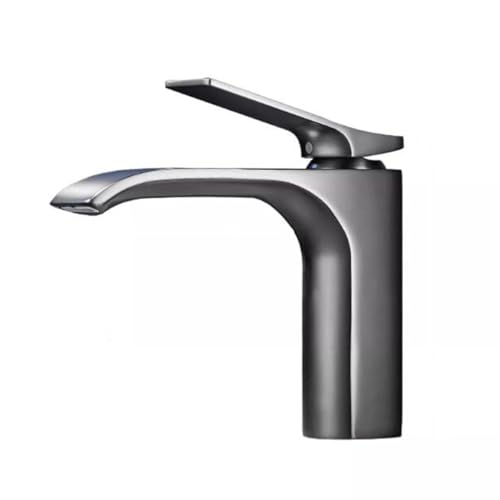 Robinet mitigeur de lavabo anti éclaboussure cascade en laiton gris