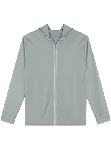 YiZYiF Men Long Sleeves UPF 50+ Protection Hooded Lightweight Full Zip SPF UV Jacket Top Hiking Fishing Shirt4