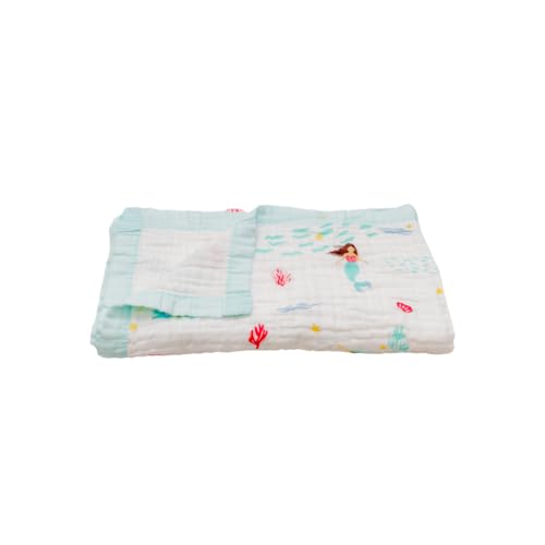100% Cotton Muslin Baby Blanket | Soft & Breathable 6-Layer Swaddle & Receiving Blanket | Lightweight Quilt for Newborns, Infants & Toddlers | Gender-Neutral (Magical Mermaid Dreams)