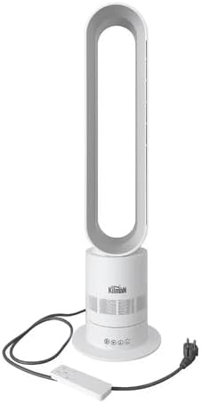 KlimaN Bladeless Tower Fan, Remote Control, LED Touch Panel, Ultra Quiet Operation, Energy Efficient, Safe Design, for Bedroom Office Living Room