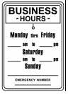 BUSINESS HOURS 14x10 Heavy Duty Plastic Sign
