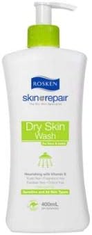 ROSKEN Dry Skin Wash 400ml -Cleanse and mosturise Your Skin Without Leaving it Dry with Rosken Skin Repair Dry Skin Wash