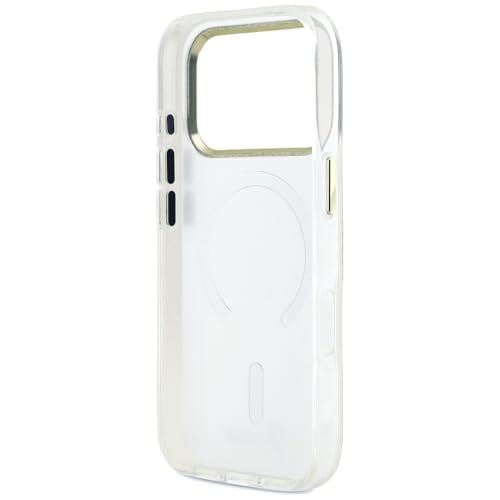 Coque iPhone 17 Pro Max Guess IML Shell Script Metal compatible MagSafe Blanche