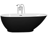 Stilvolle Acryl Badewanne oval freistehend schwarz mit Überlauf 170x80 cm Guiana