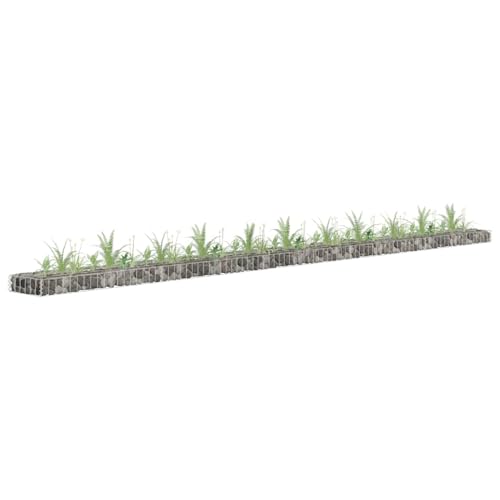 Woonisher Arriate de Gaviones de Acero Galvanizado 450x30x10 cm, Jardinera Rectangular Exterior con Estructura Resistente, para Huertos Urbanos