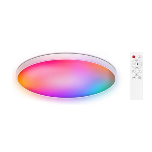 Hxhsgmeh Lámpara de Techo Inteligente WiFi Bluetooth Control Remoto Rgbcw Lámpara de Techo de Color con Atenuación Lámpara de Techo Simple de Pruebas (UE)