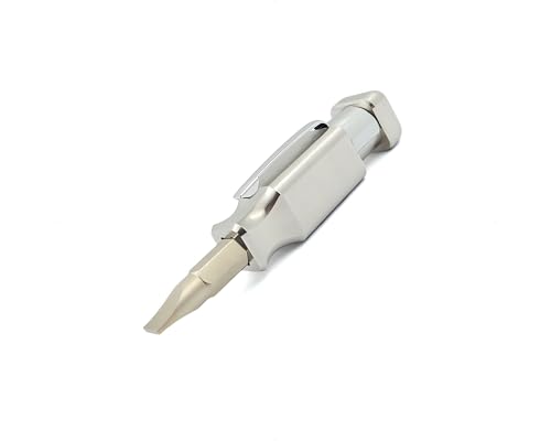 Pocket Screwdriver with Magnet and Clip - Double Ended Phillips and Flat Head - Made of Stainless Steel (Stainless Steel)