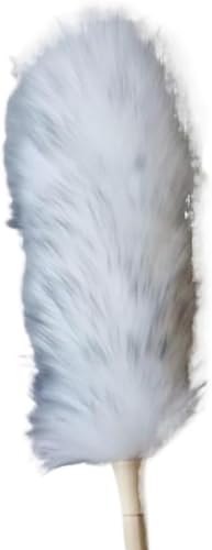 ほこり はたき ほこり取り 羊毛のホコリ取り ウールダスター ほうき ハンディモップ 掃除道具 部屋掃除 家庭用 車用 埃払い 埃取り はたき ダスター ナチュラル 天然木の柄 ふわふわ (グレー,L-59)