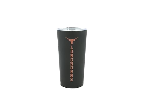 Decorvo Officially Licensed Collegiate Stainless Steel Tumbler - Double Walled Insulated Travel Tumbler with Slide Lid - 18 oz (Texas - Black)
