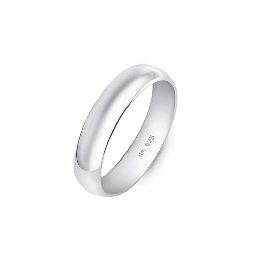 Amberta Alianza Plata de Ley 925 para Hombre | Anillo de Boda Chapado en Oro Ancho 5 6 8 mm: Anillo Plata Hombre 5 mm - Talla 18
