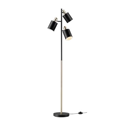 Globe Electric 67354 67" 3-Light Track Tree Lamp, Matte Black, Matte Brass Accents, Floor Lamp for Living Room, Adjustable Lamp, Home Office Accessories, Home Improvement, Reading Lamp