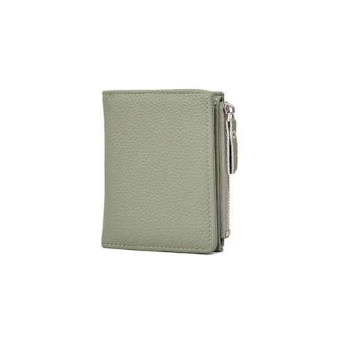 Leather Zipper Wallet with Card Slots, Coin Pocket (Green)