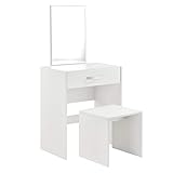 Juego de Tocador Mesa de Maquillaje con Espejo y Taburete 132 x 63 x 39 cm Mesa cosm?Tica con CAJ?n Silla Peine Blanco