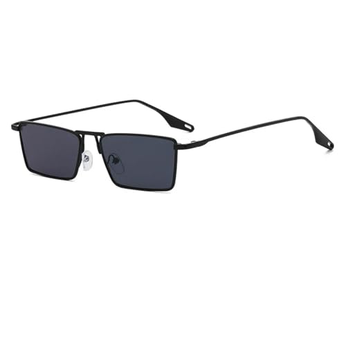 Lunettes de soleil rectangulaires noires pour femme avec verres de luxe UV400