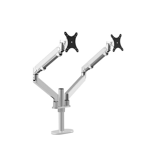 Soporte de doble pantalla articulado de aluminio con mordaza de escritorio para monitor