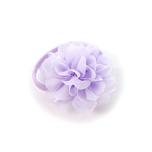My Lello Baby Girl Rounded Petal Chiffon Flower Nylon Elastic Headbands Set 2pcs - Large - Lt. Pink/Lt. Lavender2