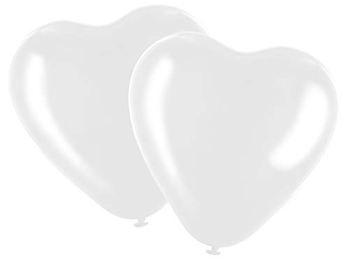Alsino Lot de 100 ballons de baudruche en forme de cœur Blanc