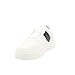 Armani Exchange Women's Bold Diagonal Logo Stripe Sneaker, Op.White/Black, 6.5