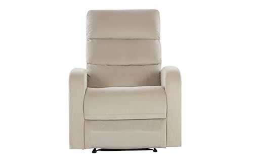 Image of Urban living - Monaco Single Seater Fabric Manual Recliner | 1 Seater Sofa | Single Sofa Recliner | 1 Seater Chair Sofa | 1 Year Warranty | Beige