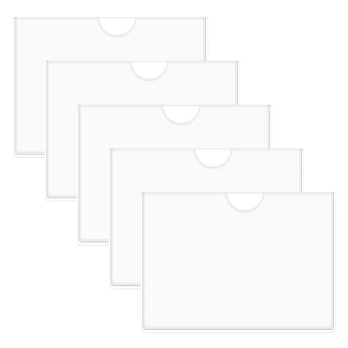 ZXUPOI 5 Pcs 10 * 8cm Pochettes Adhésive Transparente Étuis pour Vignette Assurance Voiture Transparent Pochettes Adhésive Pare Brise pour Permis de Stationnement Carte de Visite Permis de Conduire