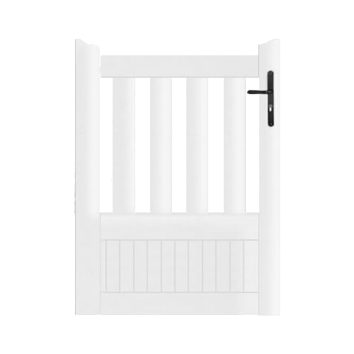 Gefradis Portillon PVC Blanc Largeur 100 cm x Hauteur 125 cm Semi ajouré Etretat - poignée à Droite Fabrication française