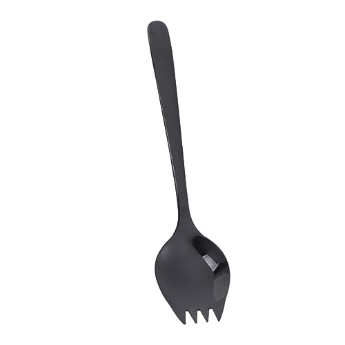 Garneck Integrated Set Heavy Duty Stainless Steel Sporks Black Silverware Salad Spork Fork 304 Steel Material