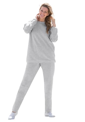 Image of Woman Within Plus Size Fleece Sweatshirt Set - 4X, Heather Grey