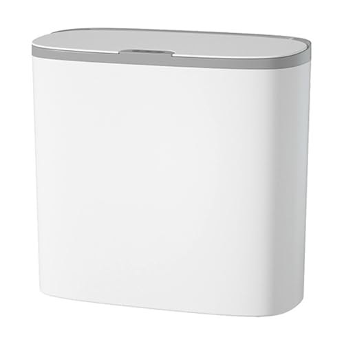FutrLiv Papelera inteligente de 14 l con sensor de movimiento, impermeable, compacta y delgada, ideal para baño, cocina, oficina y dormitorio. Blanco con detalles dorados, elegante y funcional.