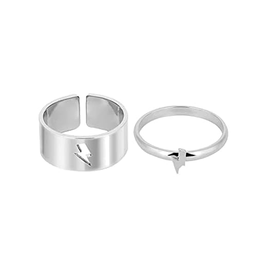 Cricia 1 par de Anillos de Pareja Anillos de Aviones y relámpagos Anillos de Boda para Parejas Anillos de Amistad Ajustables Anillos de Compromiso Anillos de Promesa Anillos de Banda Oro Plata