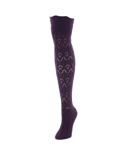 MeMoi Diamond Pointelle Chunky Knit Over-The-Knee Warm Socks