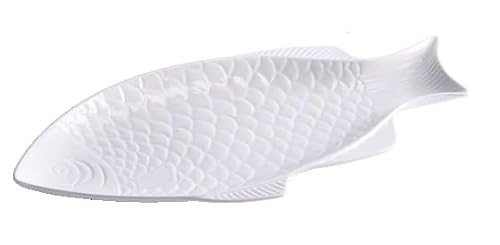 1 Pezzo Vassoio da Cucina in Ceramica Forma Pesce 41 x 19 x 3 cm