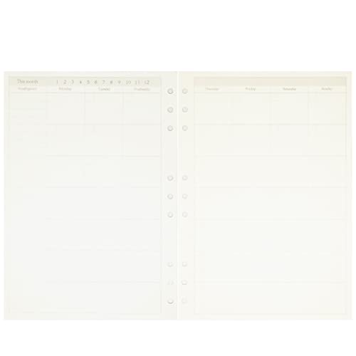 Image of Zelten Loose Leaf Punched Paper Refills Paper for 6 Hole Binder Personal Organizer Diary Notebook Refillable Planner (Monthly Planner,B5 /9 Hole)