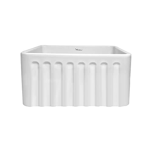 Whitehaus Collection Whflatn2018-White Reversible Kitchen Fireclay Sink, White #TOP2