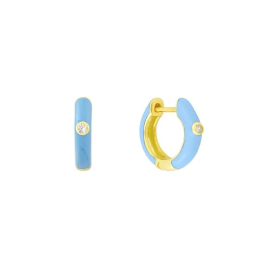 Cerceaux argent 925 plaqué or et émail bleu, le cadeau idéal