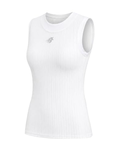 LAMEDA Women Cycling Base Layer Sleeveless Cycling Jersey Undershirt Breathable Mesh Bicycle Jersey Quick Dry Biking Tops White
