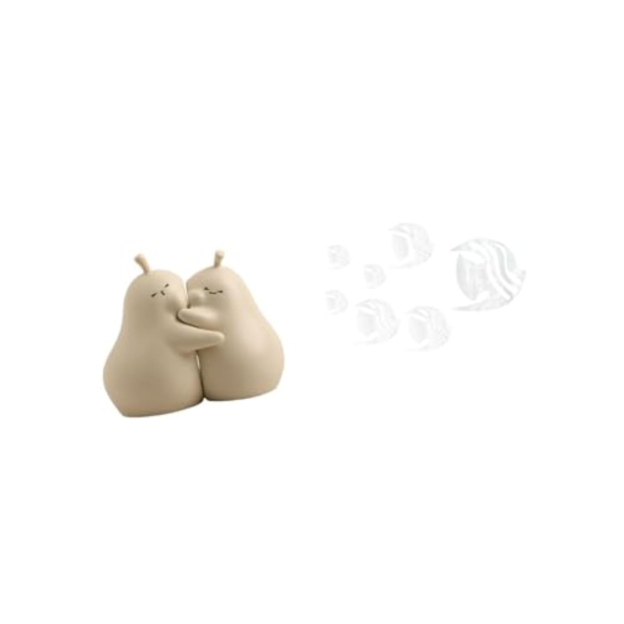 Hugging Pear Ceramic Bookend and Acrylic Fish Mirror Wall Decals