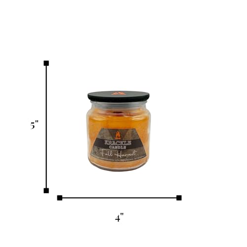 Image of Krackle Candle | Fall Harvest | 16 oz Scented Candle with Natural Crackling Wooden Wick | Poured in the USA | Cinnamon, Nutmeg & Clove Fragrance