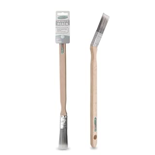 Axus Decor Awkward Reach Paint Brush (Grey Color) - 1"/25mm - For Behind Radiators, Pipes, and Other Hard-to-access Areas, Eco-friendly Natural Bamboo Handles, Anti-Rust Stainless Steel